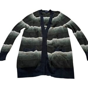 GAP Women Green Ombre Striped Shaker‎ Knit Open Front Cardigan Sweater Small